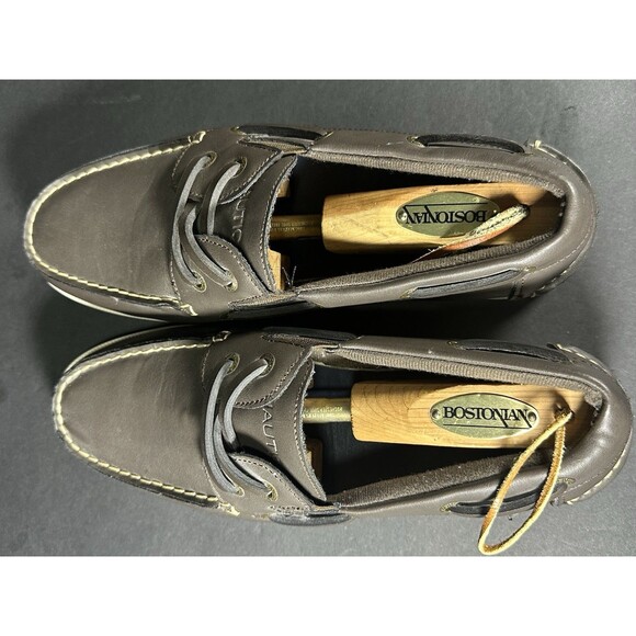 Nautica Linder Brown Moc Toe Low Top Slip On Boat Shoes Size 9.5 - Picture 6 of 8